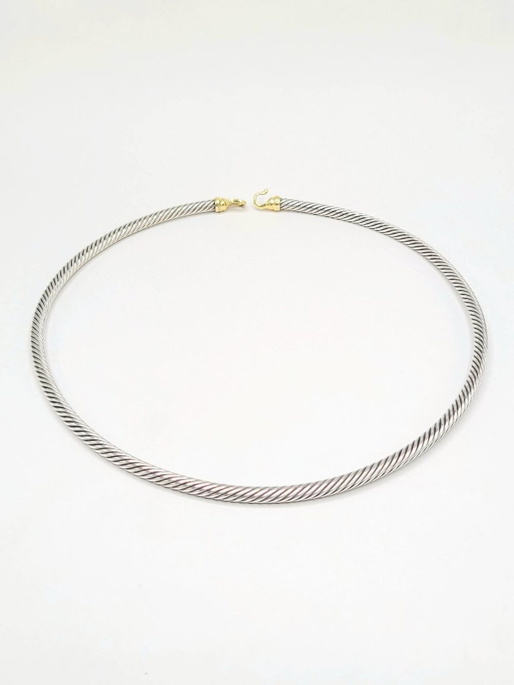 David Yurman Cable Buckle Choker Necklace w/ 18K Yellow Gold - 4mm - 15" - RARE - Picture 10 of 15